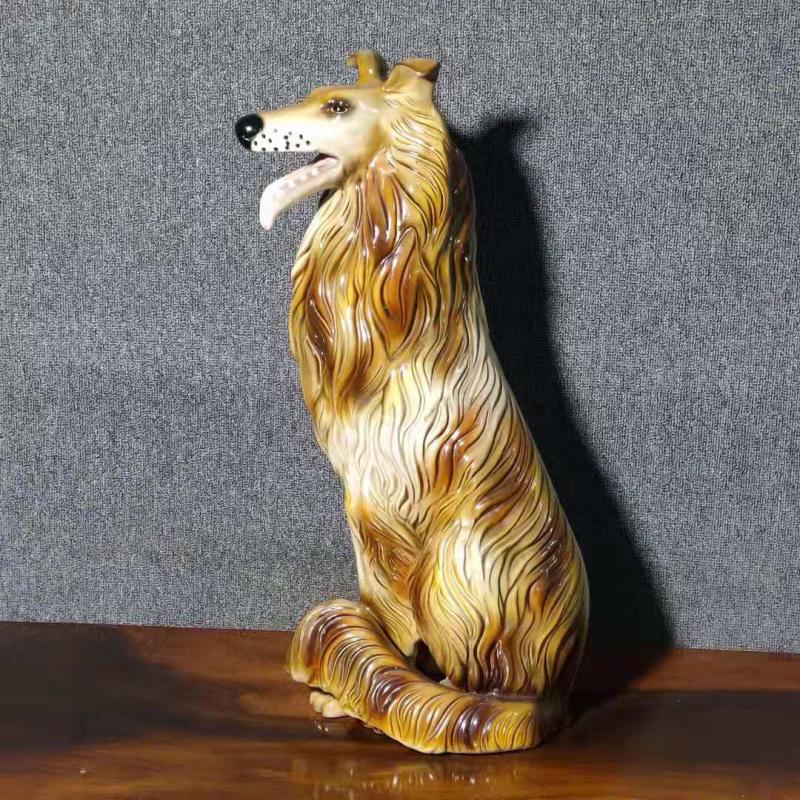西洋古董瓷器摆件雕塑模型狗模阿富汗猎犬瓷器雕塑模型摆件装饰